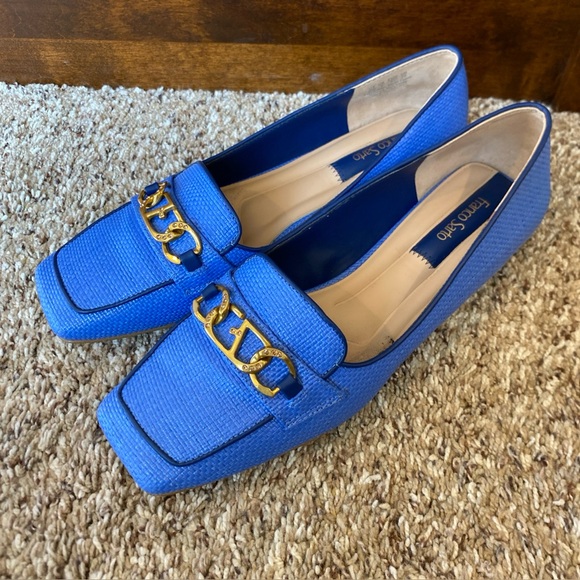 Franco Sarto Shoes - Franco Sarto Tiara Square Toe Slip On Loafers Blue Womens Size 10